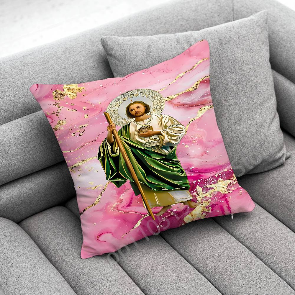 Marble San Judas Tadeo Throw Pillow Case For 55x55cm 40x40cm 45x45cm 50x50cm 30x30cm Square Office Pillowship Cover