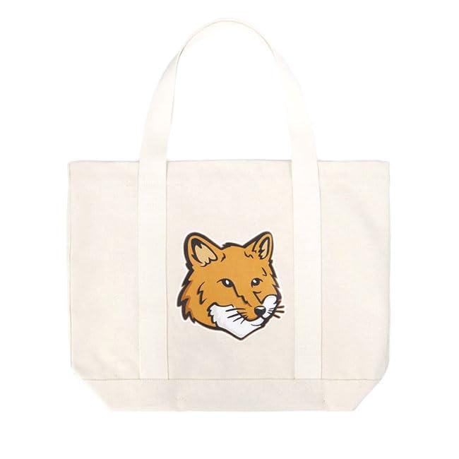

Maison Kitsune Fox Logo Canvas Tote Bag LW05101WW0050 Gift Present [F-ECRU(P700)]