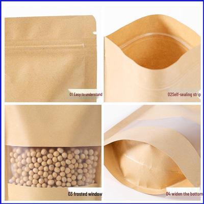 Frosted Kraft Paper Self-Sealing Stand-Up Bags for Coffee and Candy