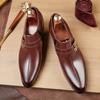 Fashion High Quality Leather Formal Dress Men's Loafers Pointed Toe Metal Tipped Handmade 5.8cm High Heels Man Wedding Party Shoes