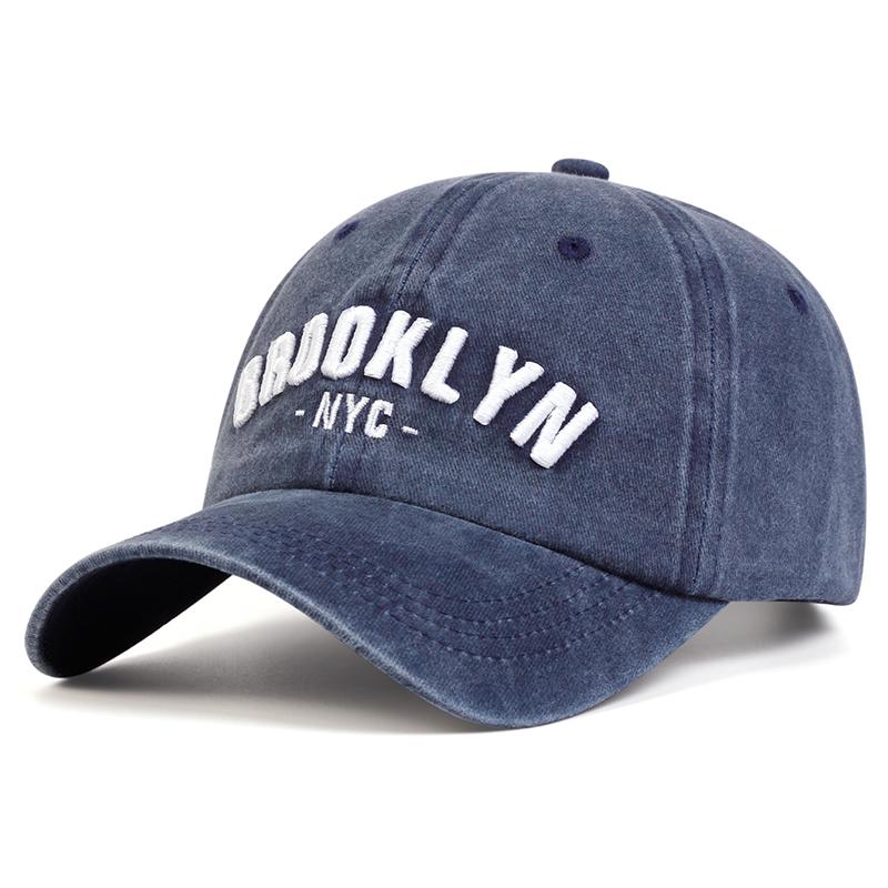 Unisex BROOKLYN Letter Embroidery Wash Baseball Caps Spring and Autumn Outdoor Adjustable Casual Hats Sunscreen Hat
