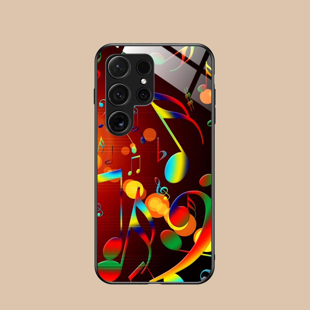 Musical Note Staff Mobile Phone Case for Samsung Galaxy S26 S25 S24 S23 S22 S21 S20 Note20 Plus FE Ultra Glass Colorful Cover