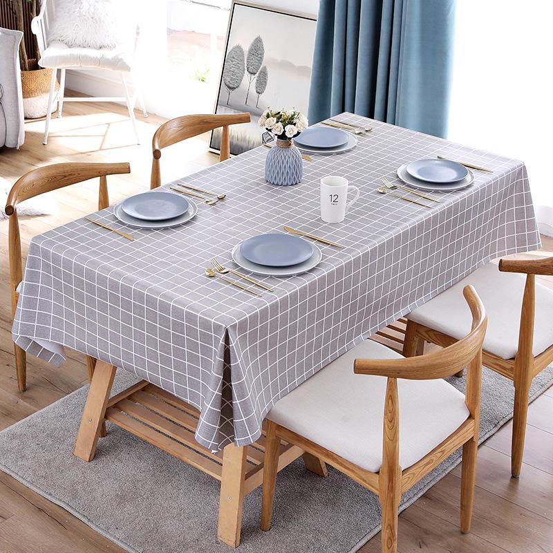 Modern Simple Pvc Tablecloth Waterproof And Oil-Proof Leave-In Coffee Table Dining Table Cloth Rectangular Light Luxury Plaid Table Mat