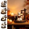 Podzimní Sklizňové Dekorace Halloween Duch Figurka Vintage Útulná Čtecí Kniha/Soška Psa na Procházce s Lucernou Léčivé Figurky Svítící Strašidelné