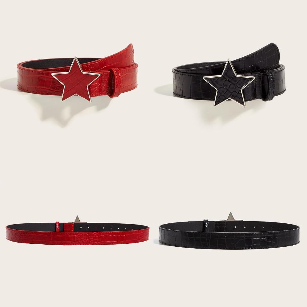 Punk Pu Style Leather Belt With Star Decor And Snap Fastener For Teens Adults