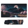 MTG Playmat, Cherry Blossoms and Moonlit Night, TCG Game Mat for Card Games, Board Games, and Trading Card Games, Desk Mat Pad, Hand-Drawn Art, Stitch