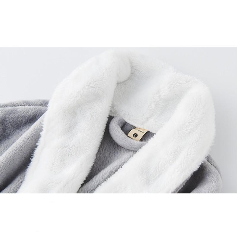 Herbst und Winter Neues Herren- und Damen-Plus-Langnachthemd, verdicktes Flanell-Paar-Nachthemd, Korallensamt-Bademantel-Pyjama