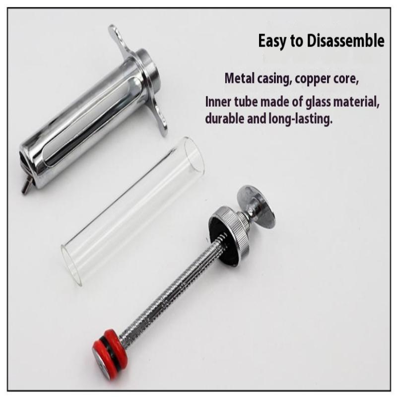 1 Set 20-50 ml Veteriner Alet Şırınga Aşı Enjeksiyonu Ayarlanabilir Doz 304 Paslanmaz Çelik İğne Ucu Dağıtıcı Hayvancılık Kümes Hayvanları