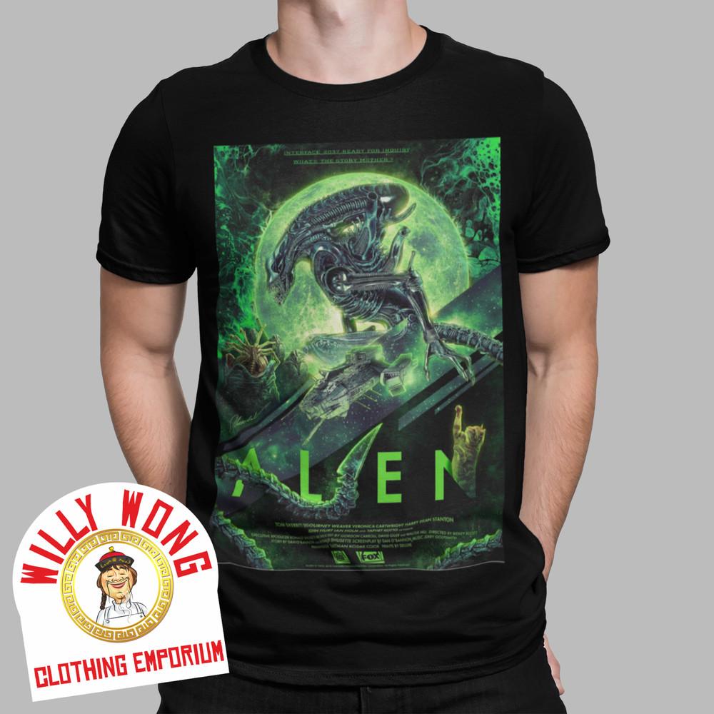 

Alien T-Shirt Retro Green Movie Aliens Action 80s 90s Action Space SCIFI Classic Unisex T-Shirt XL