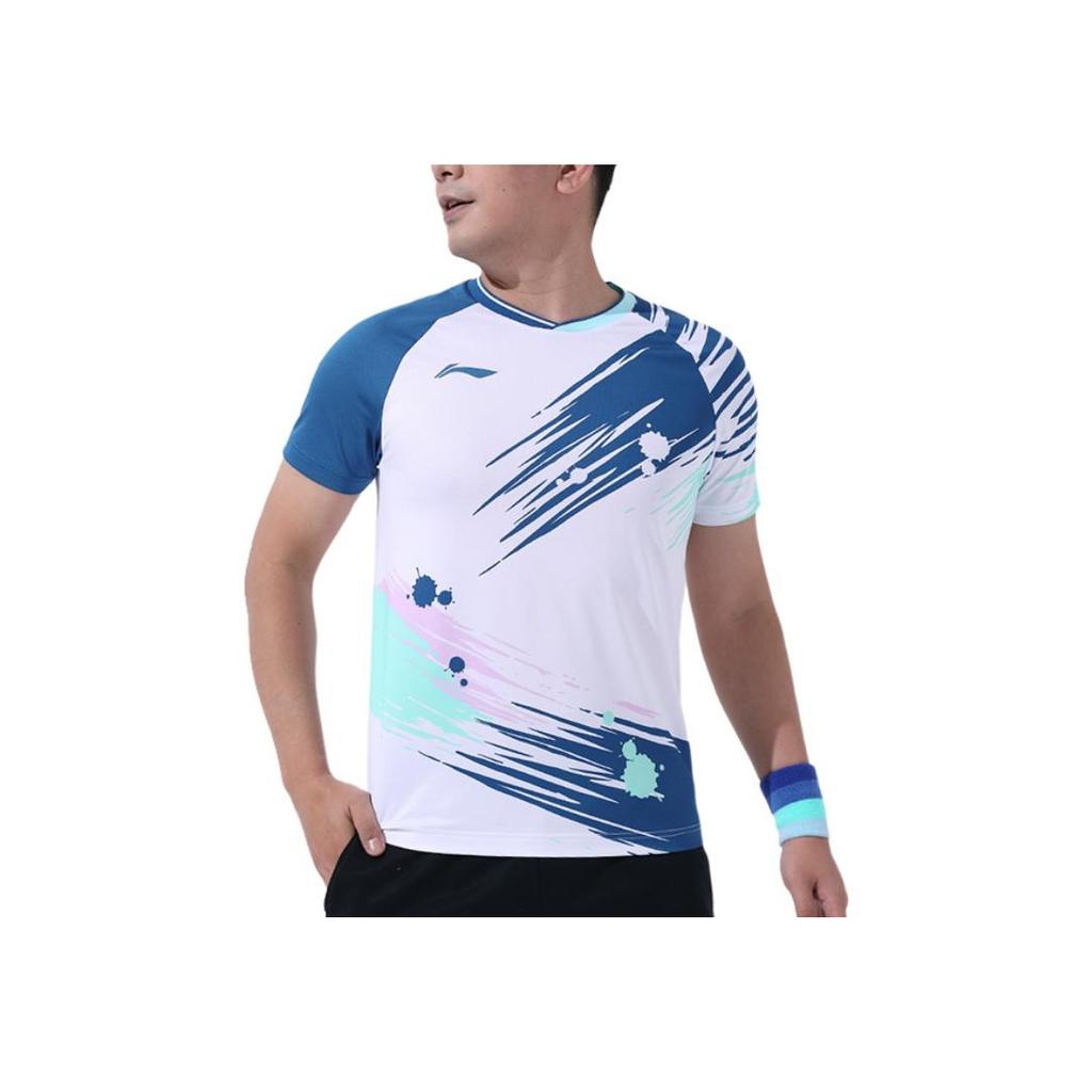 Li Ning Professional Sportswear Series Comfortable Quick-Dry Breathable Badminton Suit Men Sportswear White AAYT539-1