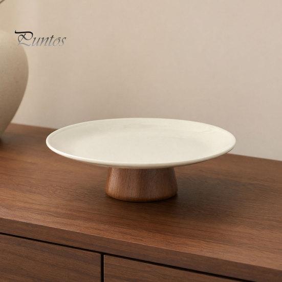 Simple Design Plate Stainless Steel Fruit for Kitchen Counter, Modern Pedestal Serving Smooth Edge Tray, Multi-use Dessert Platter Dining Table