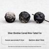 Silver Obsidian Ruyi Nine-Tailed Fox Moon Bracelet with Meteorite Beads
