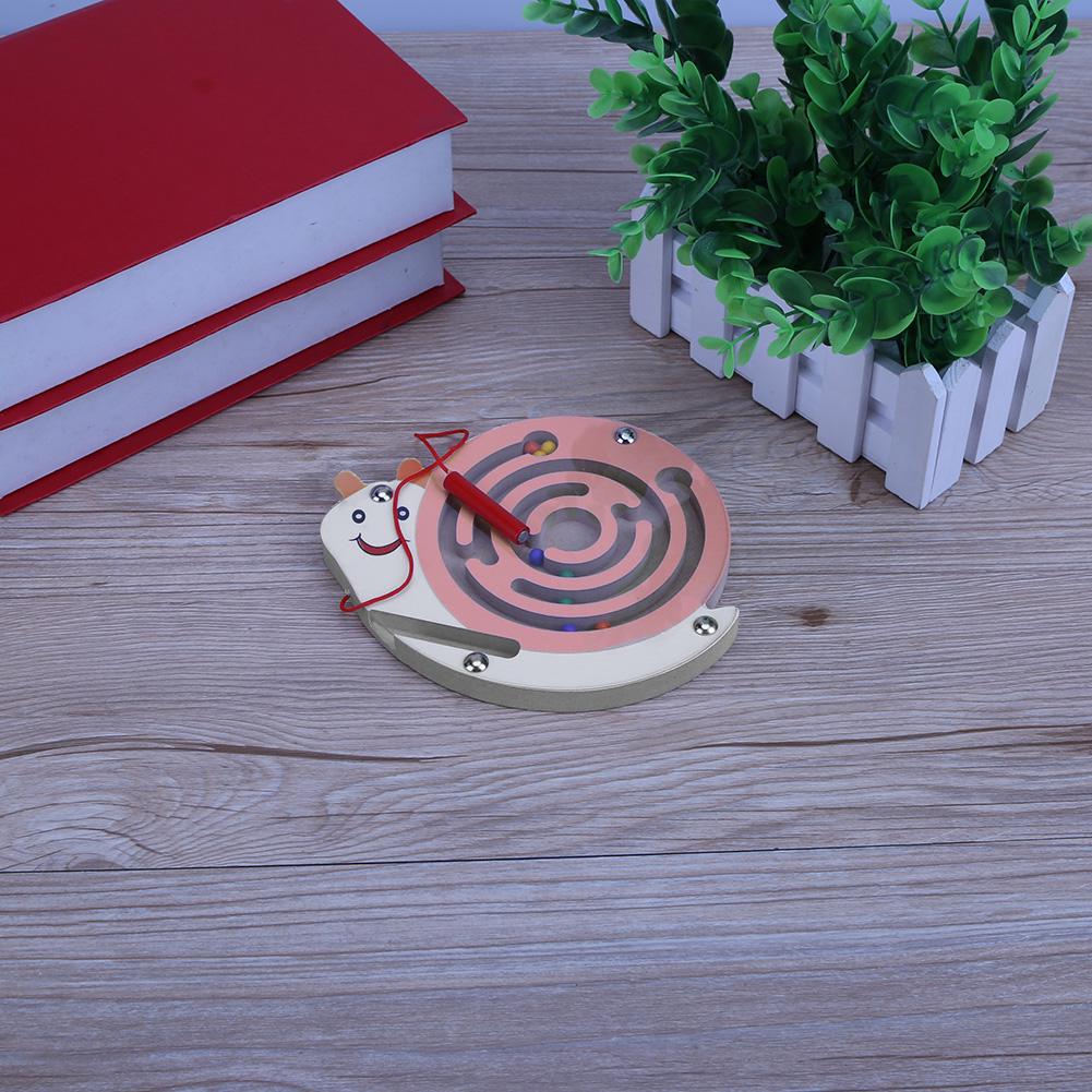 

Детская магнитная игрушка-лабиринт, интеллектуальная доска-головоломка, детская деревянная головоломка snail розовый