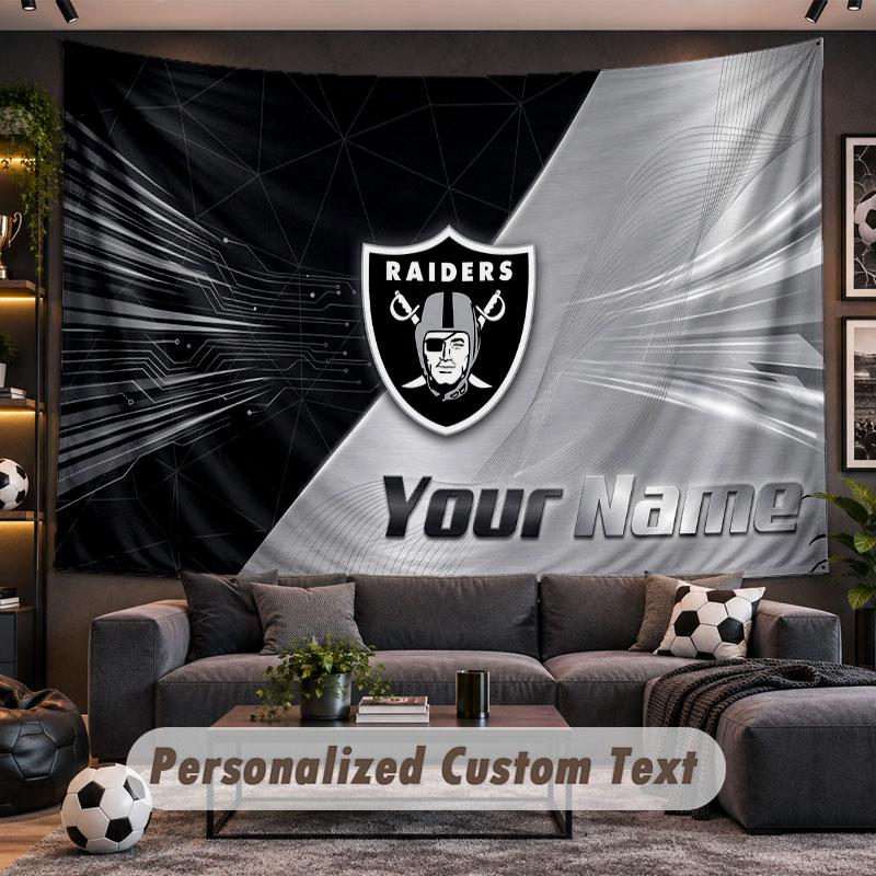 Wall Hanging Tapestry Custom NameLas Vegas Raiders Pattern Personalized Printed Fabric Wall Decor