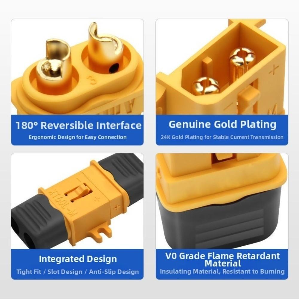 Amass XT60L-F M Plug Yellow Male Female Plug New XT60L Connector  RC Car Parts