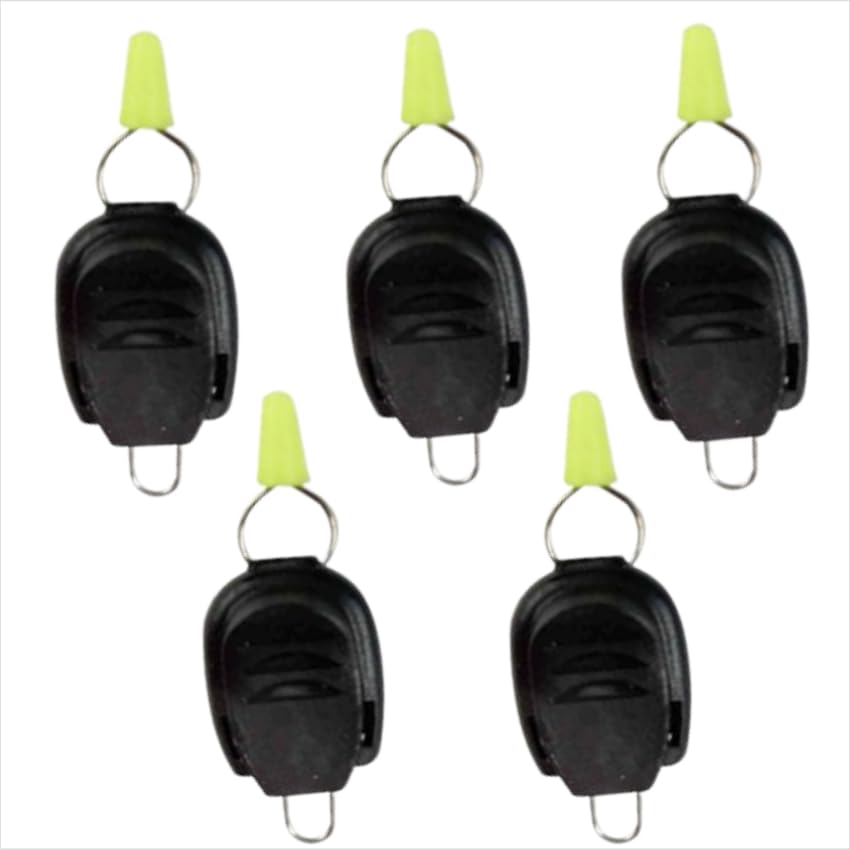 

Line Stopper Fishing Rod Clips, Set of 5, Black with Fluorescent Yellow Caps, Compatible with Baitcasting Reels (trg02)