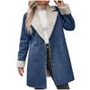 Women's Long Plush Lined Suede Coat with Fur Trim and Metal Buttons In Multiple Colors