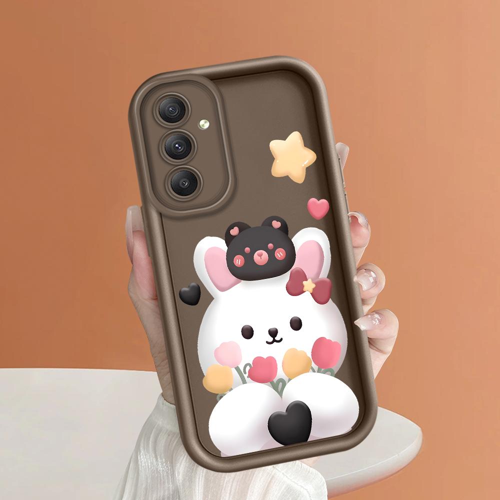 

Мягкий силиконовый квадратный чехол с рисунком лестницы для телефона, полное покрытие, противоударный защитный резиновый чехол для камеры для Samsung Samsung A22 5G коричневый