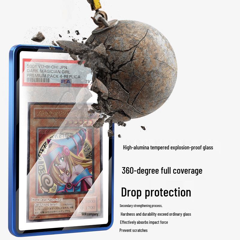 PSA Universal Graded Card Sleeve - Glossy Metal Snap-On Protective Case with Stand (Drop & Dust-Proof)