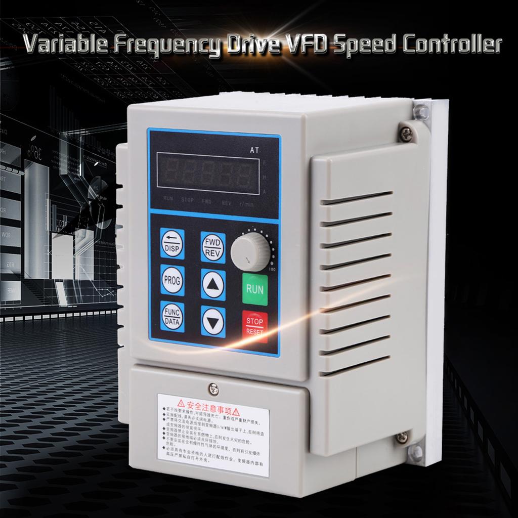 220VAC Variable Frequency Drive VFD Speed Controller for Single Phase 0.45kW AC Motor