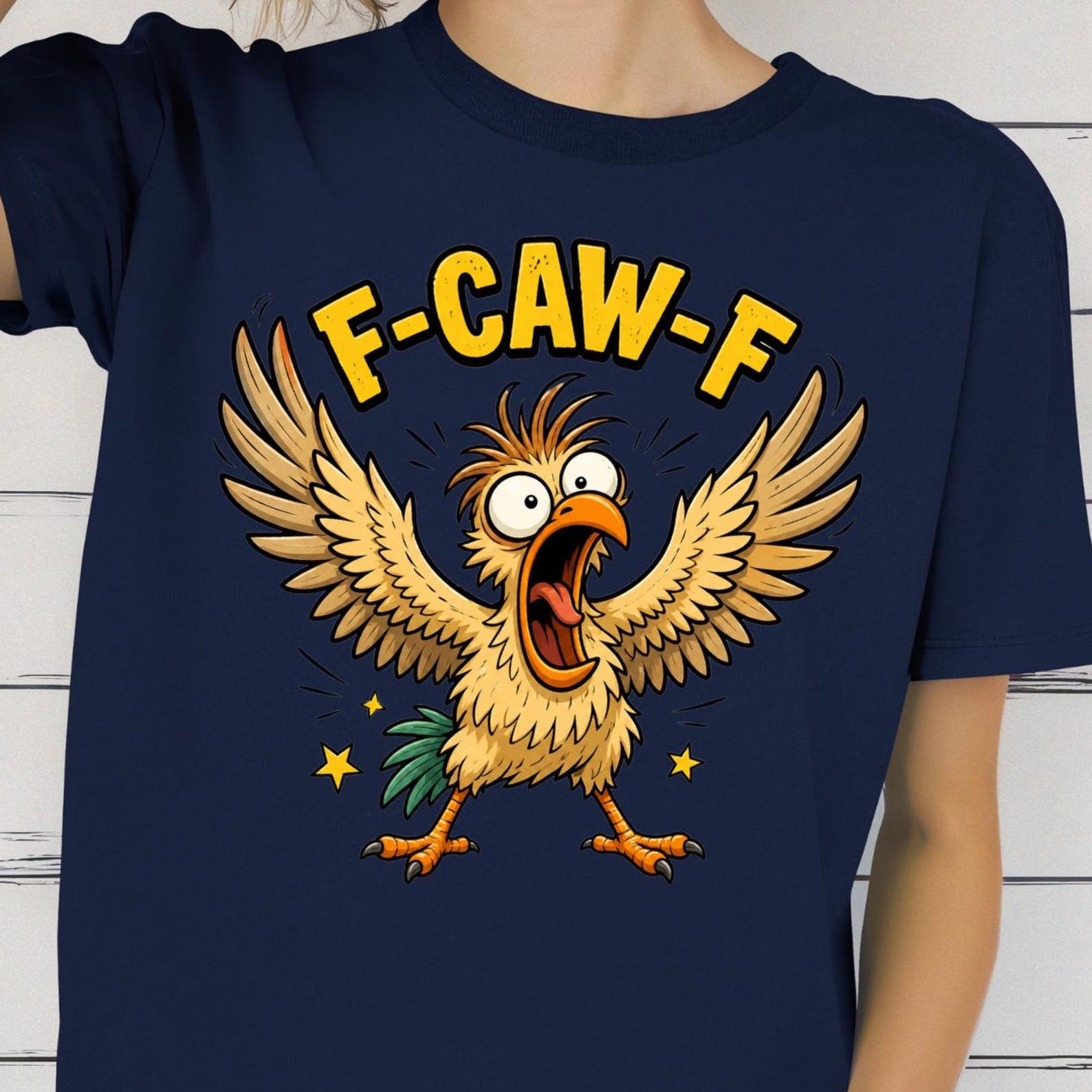 Funny Bird Shirt, F-Caw-F Tee, Screaming Bird Shirt, Crazy Animal Shirt, Funny Farm Humor T shirt, Crazy Chicken Humor Tee Gift S