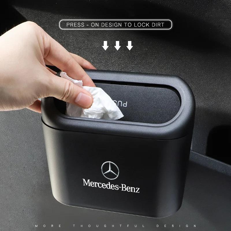 GLC GLB ABS Car Trash Can Portable Wastebasket Trash Can With Lid For Mercedes Benz AMG W203 W206 W220 W205 W211 W212 GLE GLC G