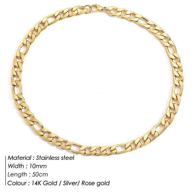 Emanco Ornament Supply Fashion Stainless Steel Accessories Ins Gold Plated Necklace Ladies Clavicle Chain Figaro Necklace