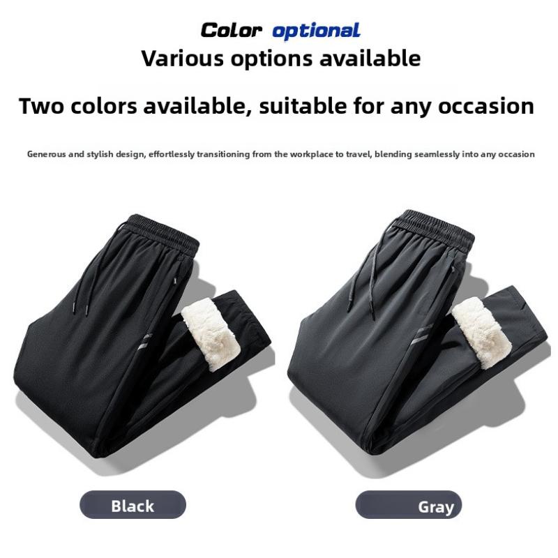 Winter Cotton Pants Men Fleece Lined Plus Size Outdoor Casual Long Pants Warm Lamb Wool Sweatpants Men Casual Sports