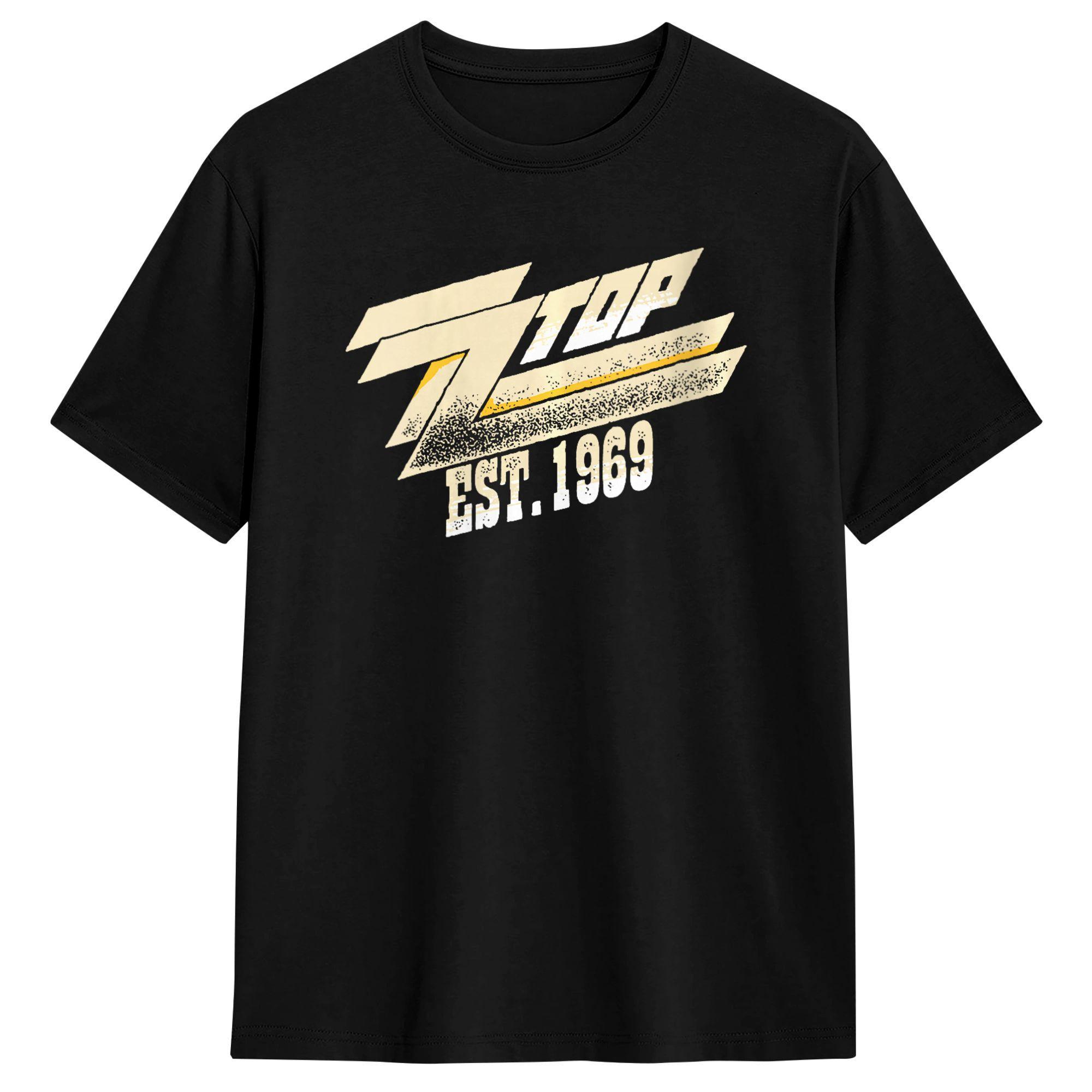 ZZ Top Band Logo T Shirt for Men Cotton Funny T-Shirt O Neck Tees Short Sleeve Clothes Printing S разноцветный