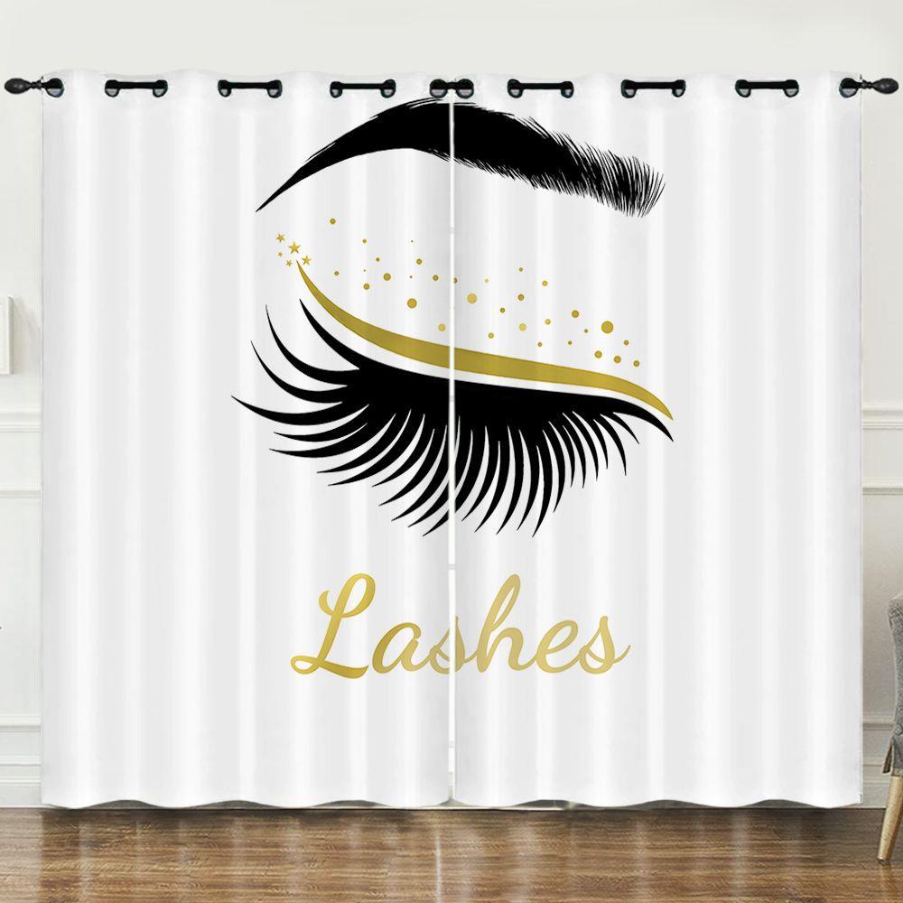 Curtains, Heavy Makeup, Long Eyelashes, Digital Printing, Blackout Curtains, No Punching