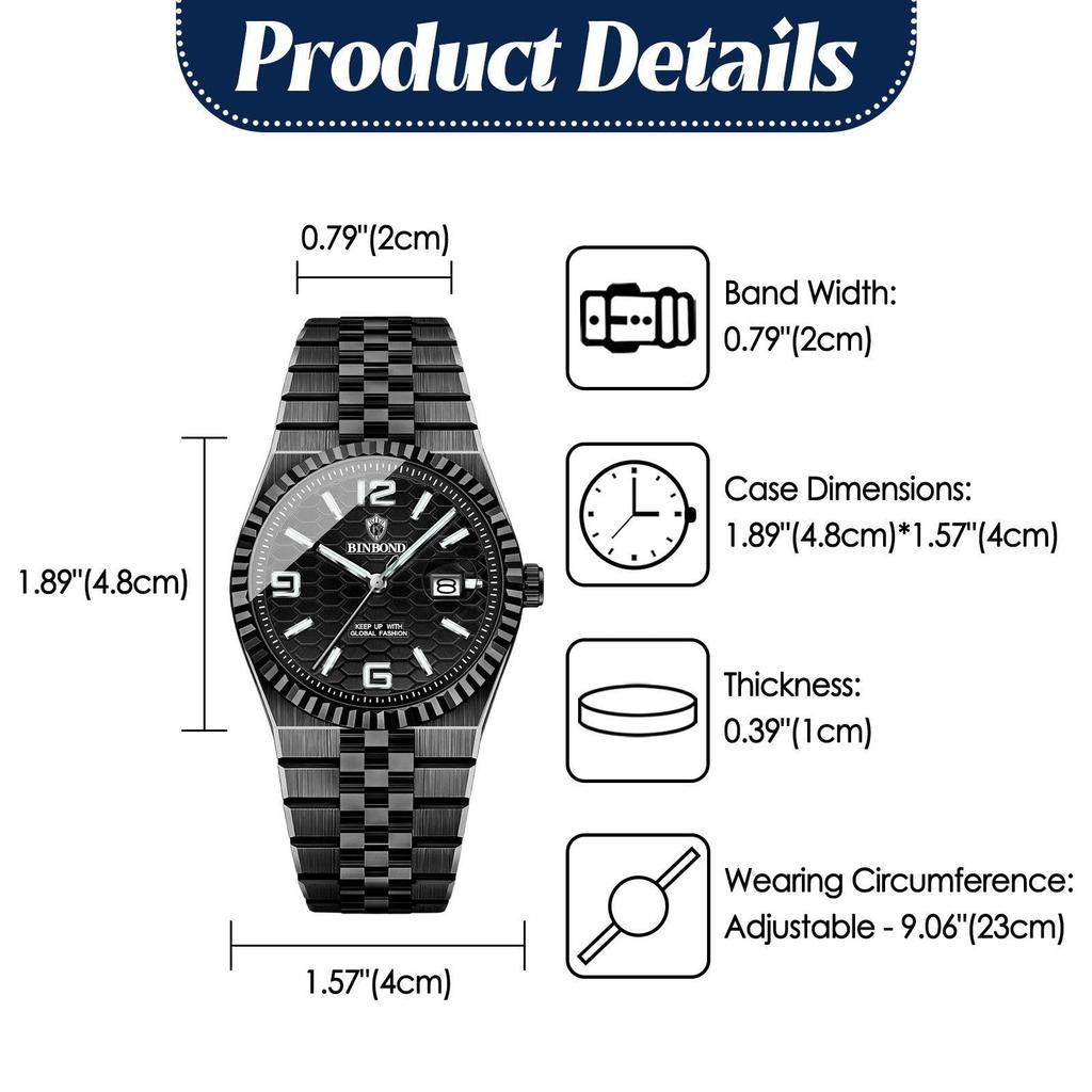 Men's Watch Stainless Steel Calendar 3ATM Waterproof Luminous Analog Display Simple Fashion Quartz Watch Men's Accessory - Birthday Anniversary