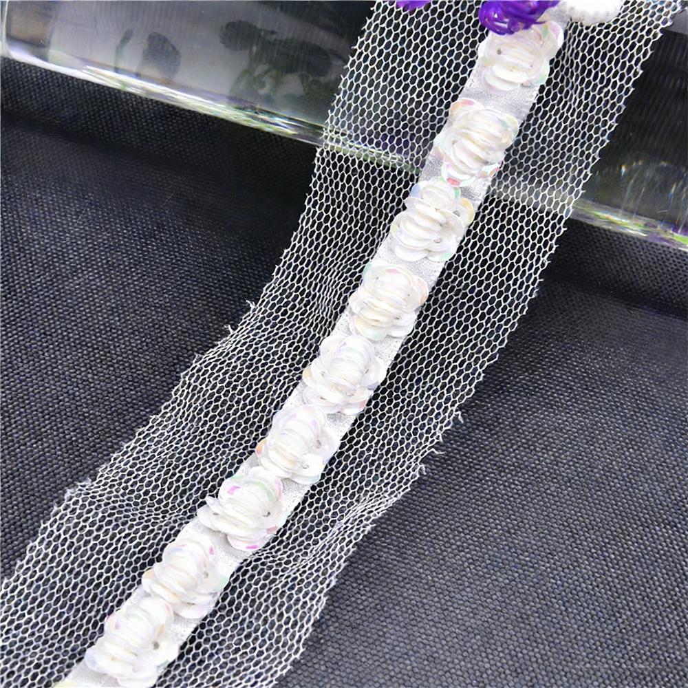 Beaded Pearl Lace Trim Soft Tulle Ribbon Handmade Beading Exquisite Lace Trim For Curtains Sleeve Decoration Bags