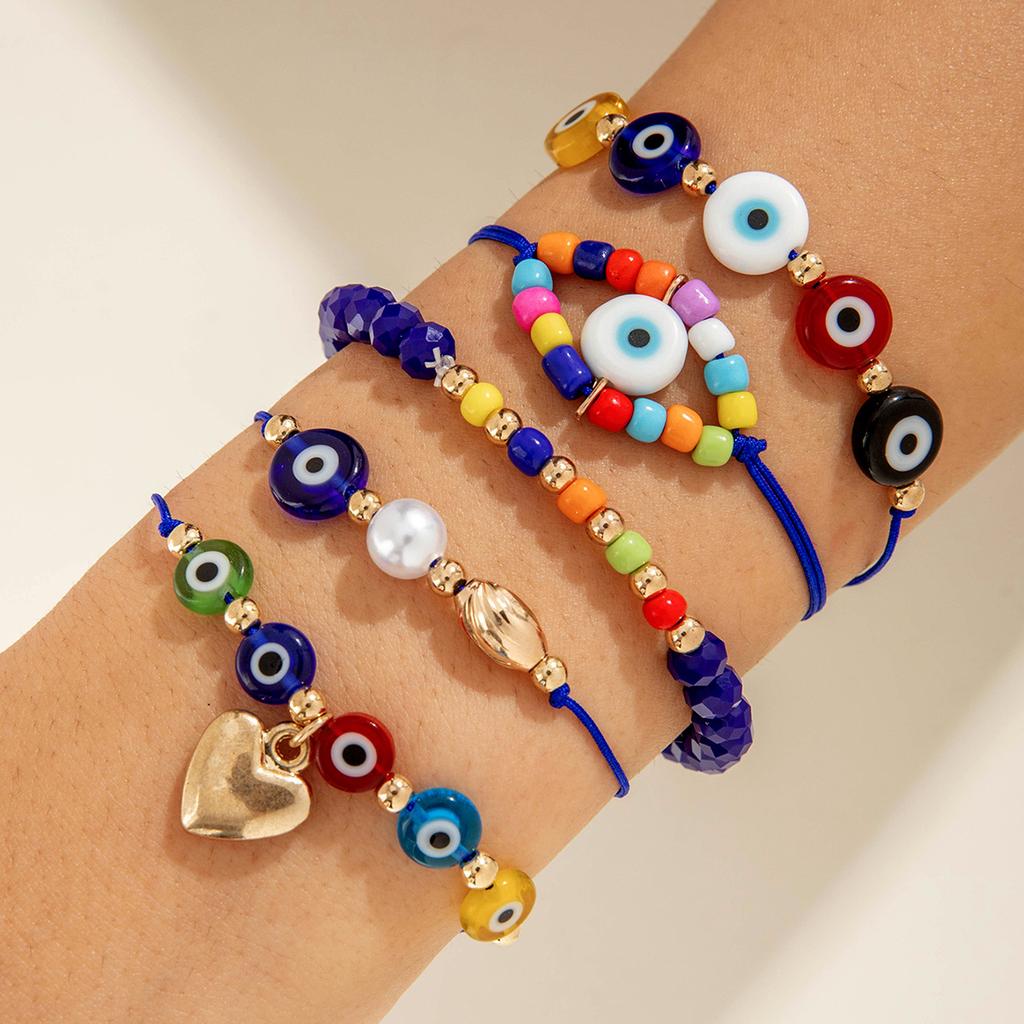 Bohemian Colored Rice Beads Eye Ten-piece Set Dopamine Exaggerated Beaded Bracelet Wholesale Women