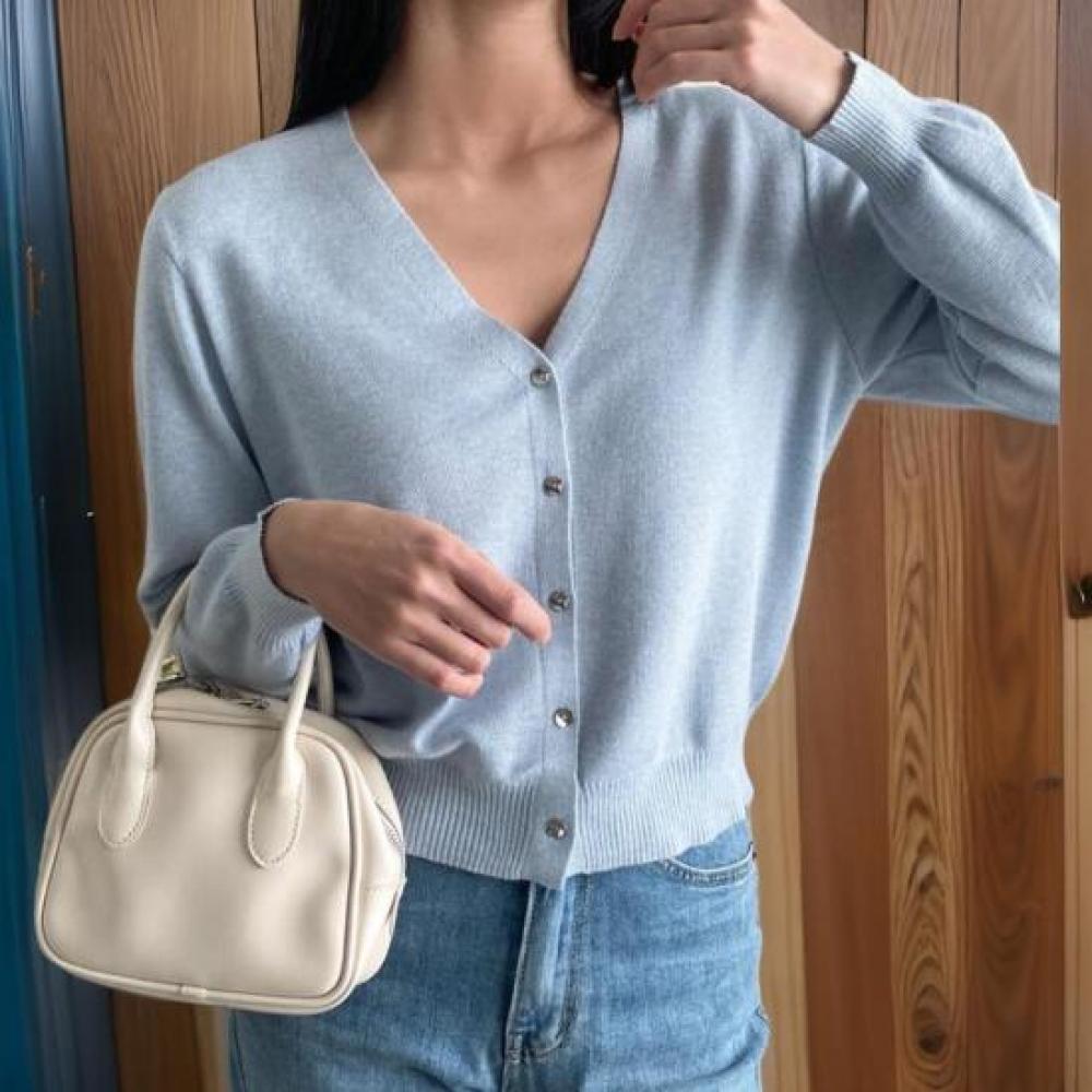 New ArriVals Open Run Women V Neck Basic Solid silVer Button Long sleeVe Cardig