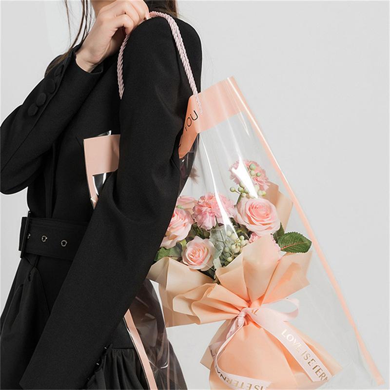 10 Stück Blumen-Verpackungsbeutel, transparente Blumenstrauß-Geschenktüte, Floristen-Dekoration