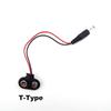 DC 5.5x2.1MM To 9V T I Type Clips Connector Buckle Connect Wires Black Red Cable Connection