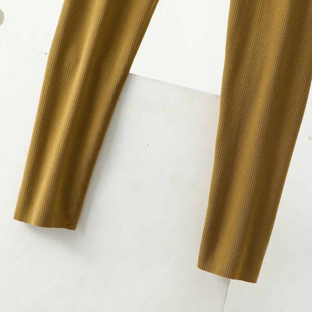 Women's High-Waisted Warm Slimming Pants - Brushed, Thickened, Stretchy, Plus Size, Cropped, Solid Color for Autumn/Winter