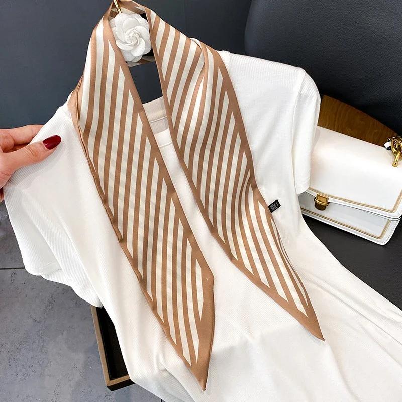 Fashion Print Hair Ribbon Scarf Women Neck Tie Bag Scarfs Satin Silk Skinny Headscarves Ladies Foulard Floral Bands 2026 New