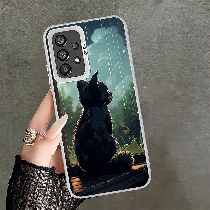 Healing Sense Cat Rain Shockproof Phone Case for Samsung A17 A16 A15 A14 A37 A57 A36 A56 A26 A35 A55 A25 A34 A54 A24 A13 A23 A33