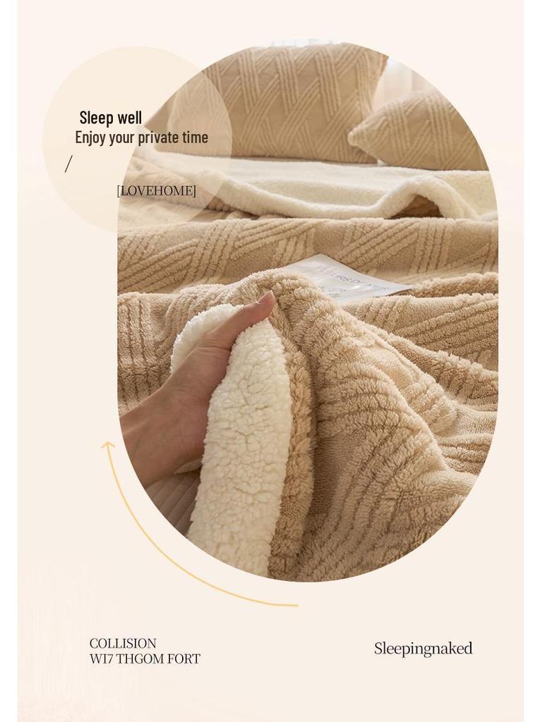 Gemütliche doppellagige Flanell- und Lammwoll-Decke für den Winter - Ideal für Sofa, Nickerchen oder Klimaanlagen-Nutzung