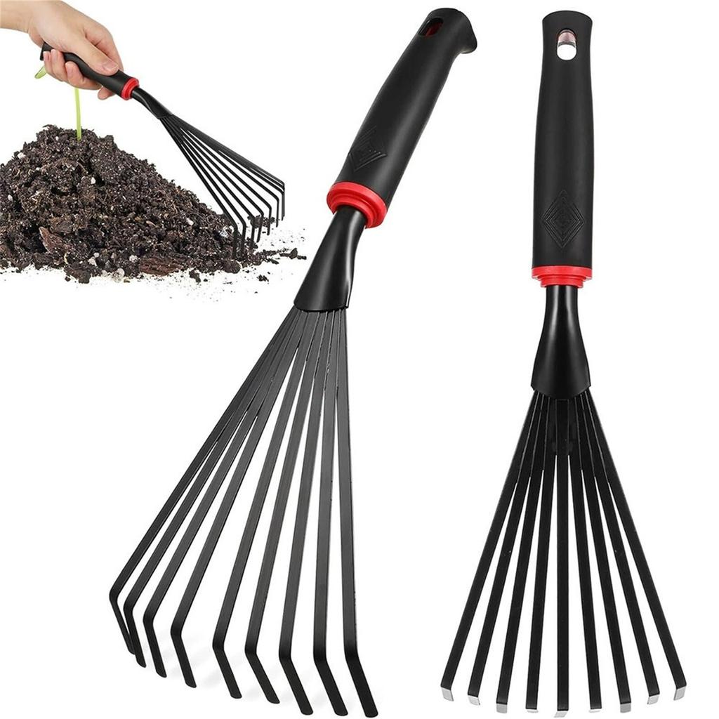Garden Hand Rakes, Metal Soil Loosening Planers, Hand-Held Garden Tool for Courtyard, Beachcombing, Sand Digging, and Landscaping Tasks