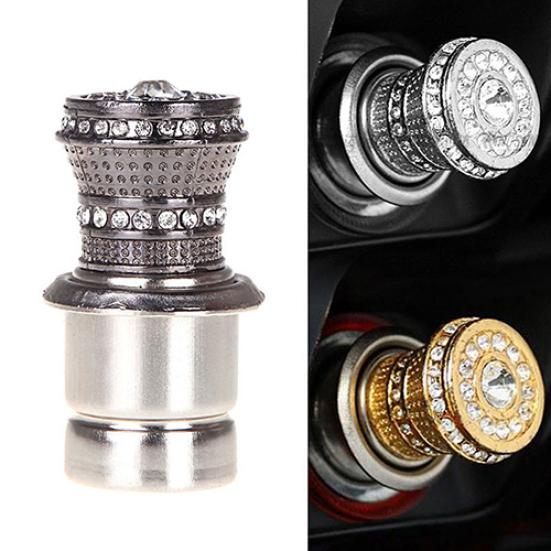 Bling Rhinestone Inlaid Auto Car Iron Cigarette Socket Lighter 12V Luxury Lgnition