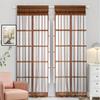 2pcs Grid Pattern Sheer Curtain Filtering Light Linen Look Home Decor Window Dressing Rod Pocket Curtain