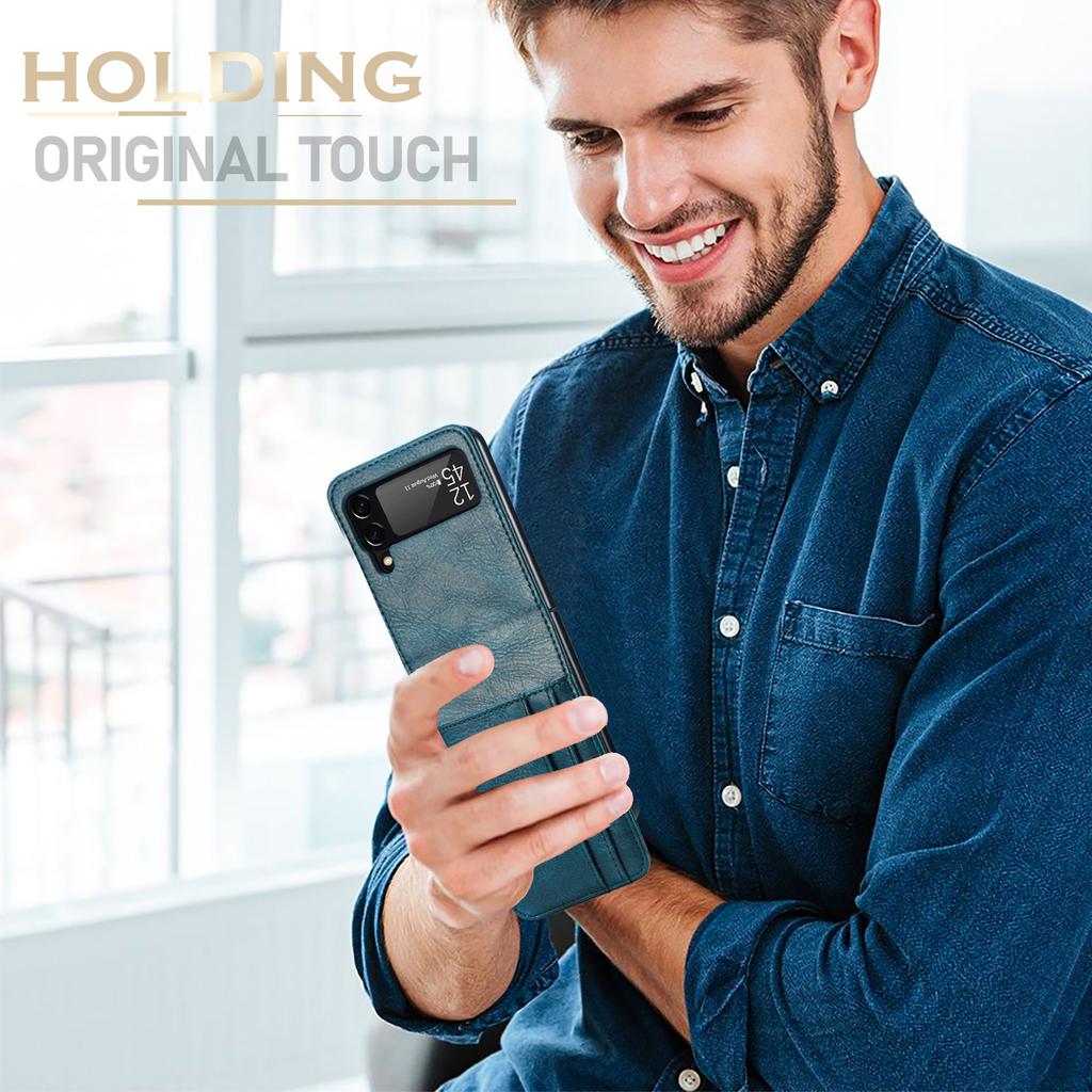 Folding Leather Bag Case for Samsung Galaxy Z Flip4 5G Flip3 Flip 4 3 Flip5 Flip6 Flip2 Flip 5 6 2 Card Slot Phone Accessories