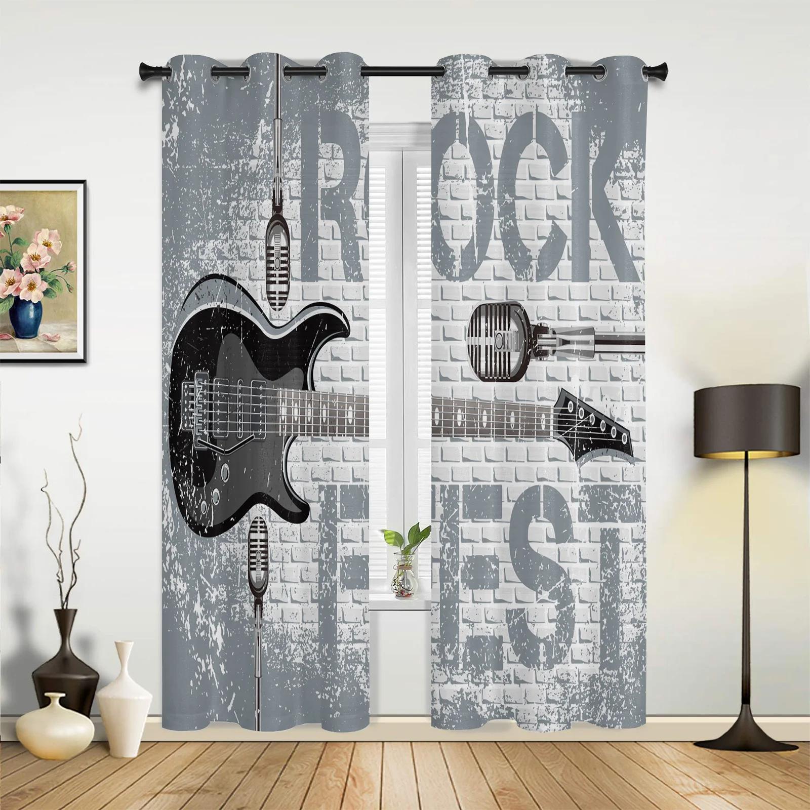 

Musical Notes Octave Beautiful Image Window Curtains Home Decor Living Room Kid Cortinas Kitchen Bedroom Curtain Polyester Perfect For W100*H130(CM)-Rod Pocket&2PCS