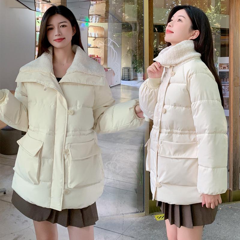 Maillard Women's Winter Wool Coat - Large Lapeled, Stylish, Medium/Long Length, Loose Fit, Thick, Cotton Blend