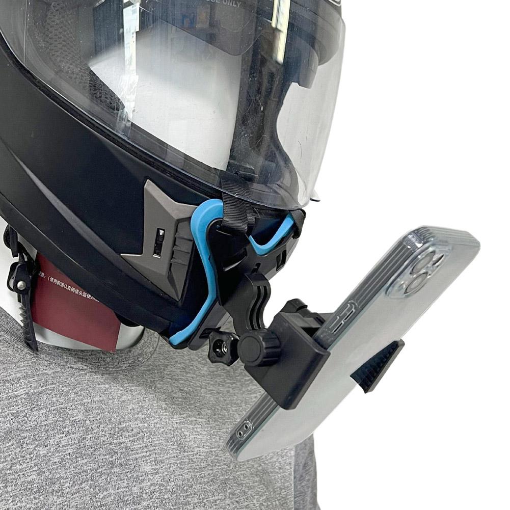 Motorcycle Helmet Chin Strap Mount with Phone Clip for iPhone Samsung Huawei Gopro Osmo Insta360 Action Sport Camera
