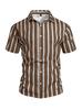 Summer Casual Short Sleeve Shirt Vertical Stripe Pattern Men Daily Blouse Fashion Regular Fit Men Striped Turn Collar Short Sleeve Shirt