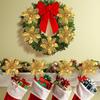5Pcs Gold Christmas Sparkling Flowers Heads For Xmas Tree Hanging Ornament Home Room Decor Party DIY Wreath New Year 2025 Gifts