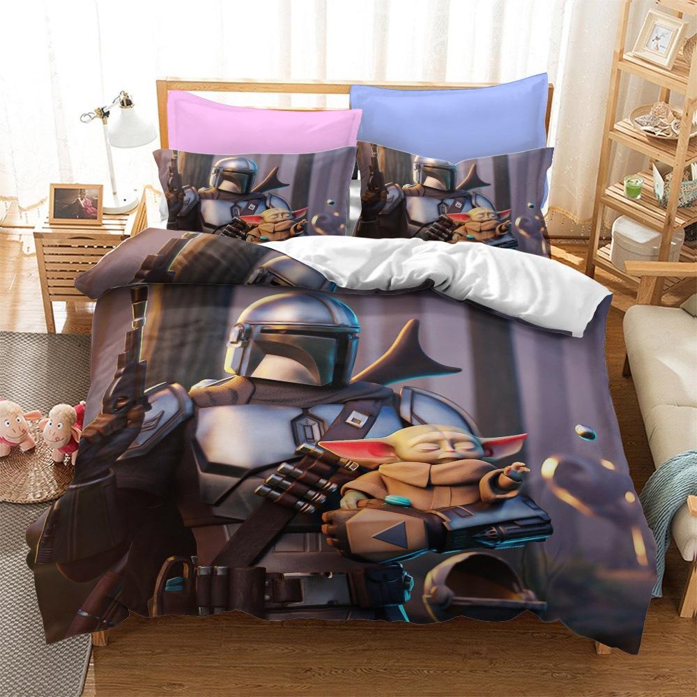 Juego de Ropa de Cama, Serie Mandalorian Tamaño Funda Nórdica de Tres Piezas